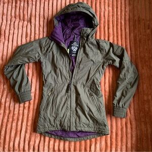 Burton Olive and Purple Hooded Ski Jacket